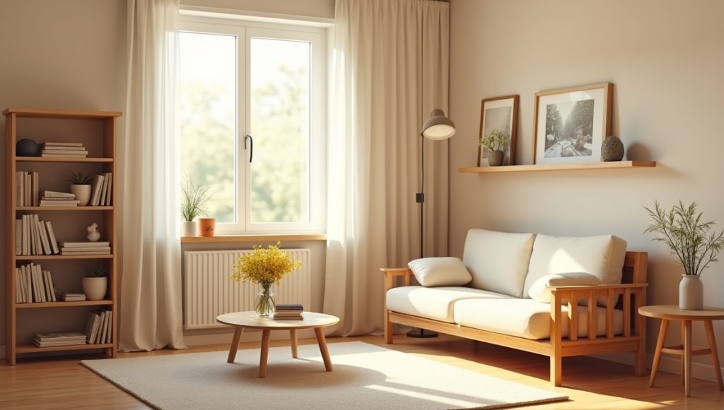 15 minutes to clean and organized home with tidy living room. 