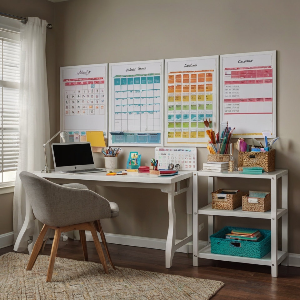 home management tips of family command center with calendar and task lists for efficient home management and household organization.