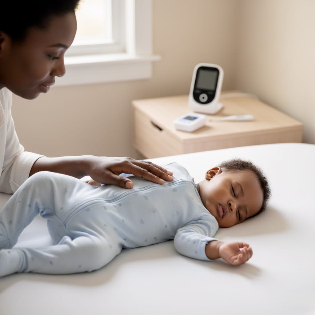 mother checking the Baby Respiratory Illnesses.