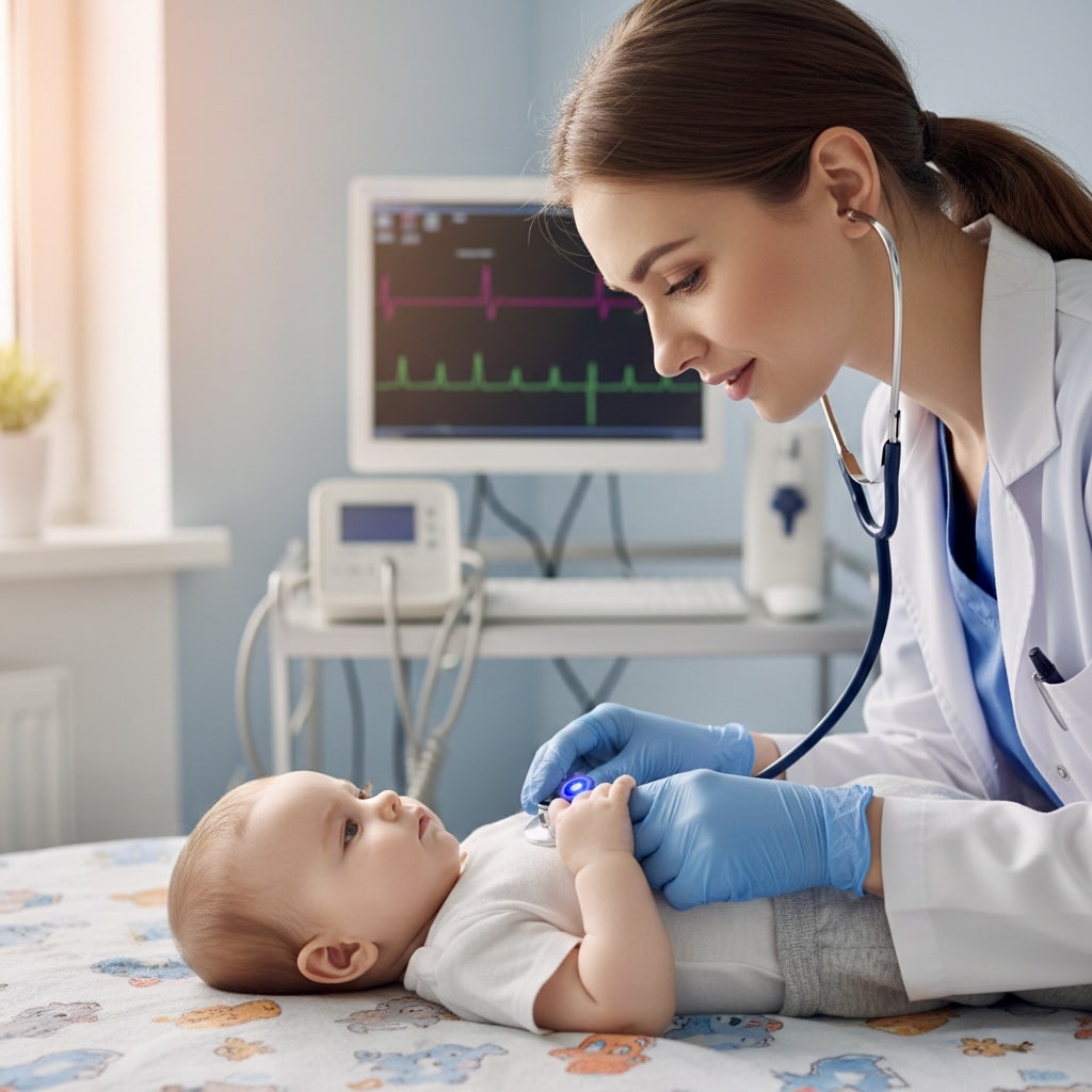 baby respiratory illnesses examination with pulse oximeter monitoring oxygen levels