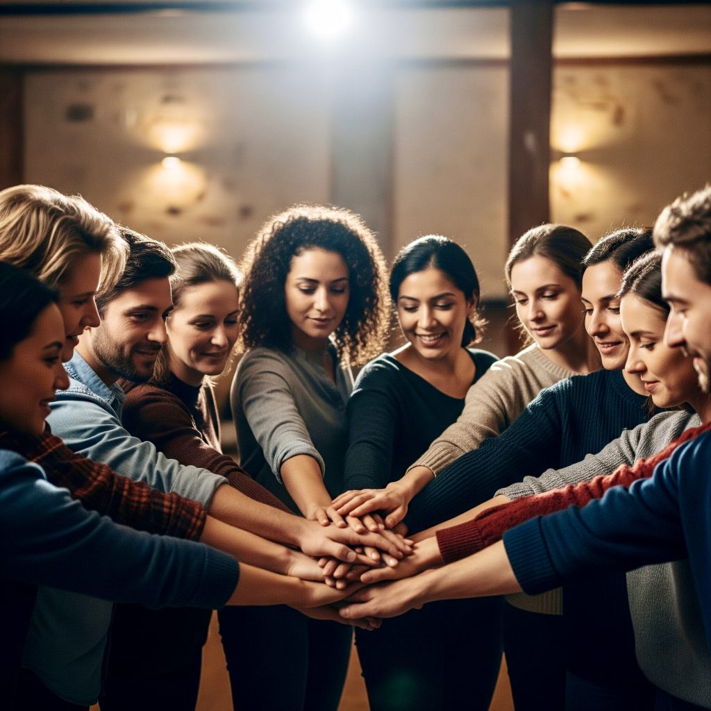 Positive thinking hard times. Support group demonstrating resilience through positivity and community during challenging times