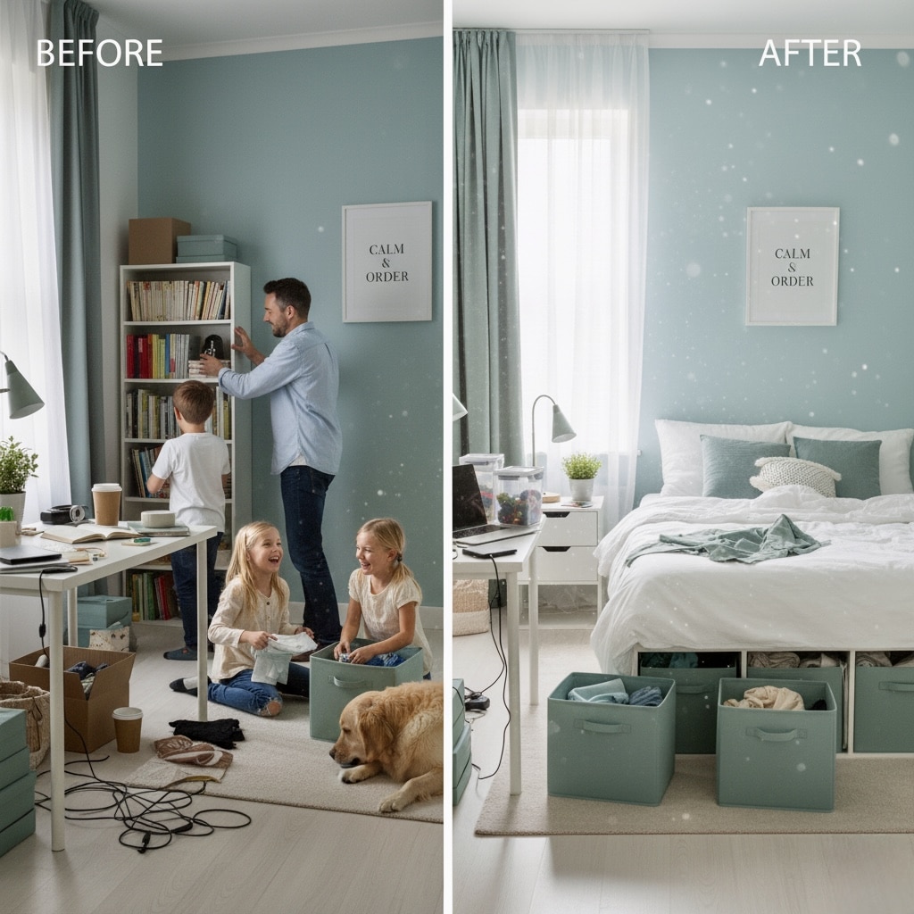 Clutter-free home maintenance through family cooperation and shared responsibility 