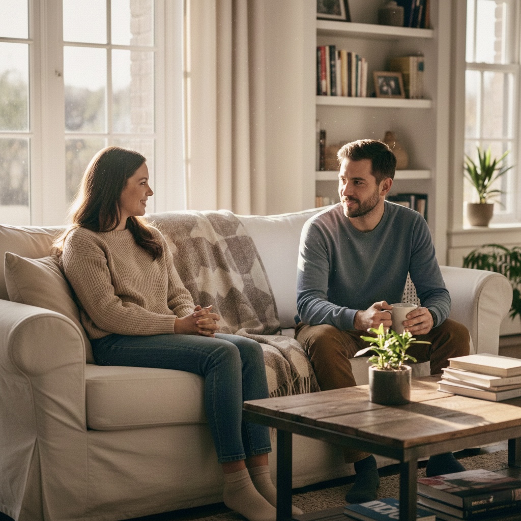 healthy boundaries in relationships couple having respectful conversation with personal space