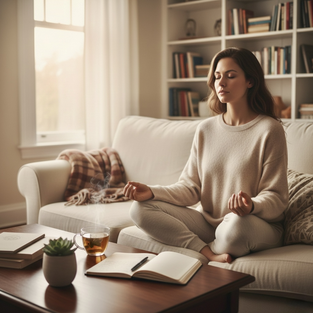 meditando Healthy Boundaries in Relationships in relationships woman practicing self care and emotional boundaries