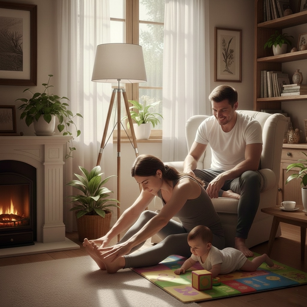 Parenting integrating personal development for parents during baby tummy time exercise