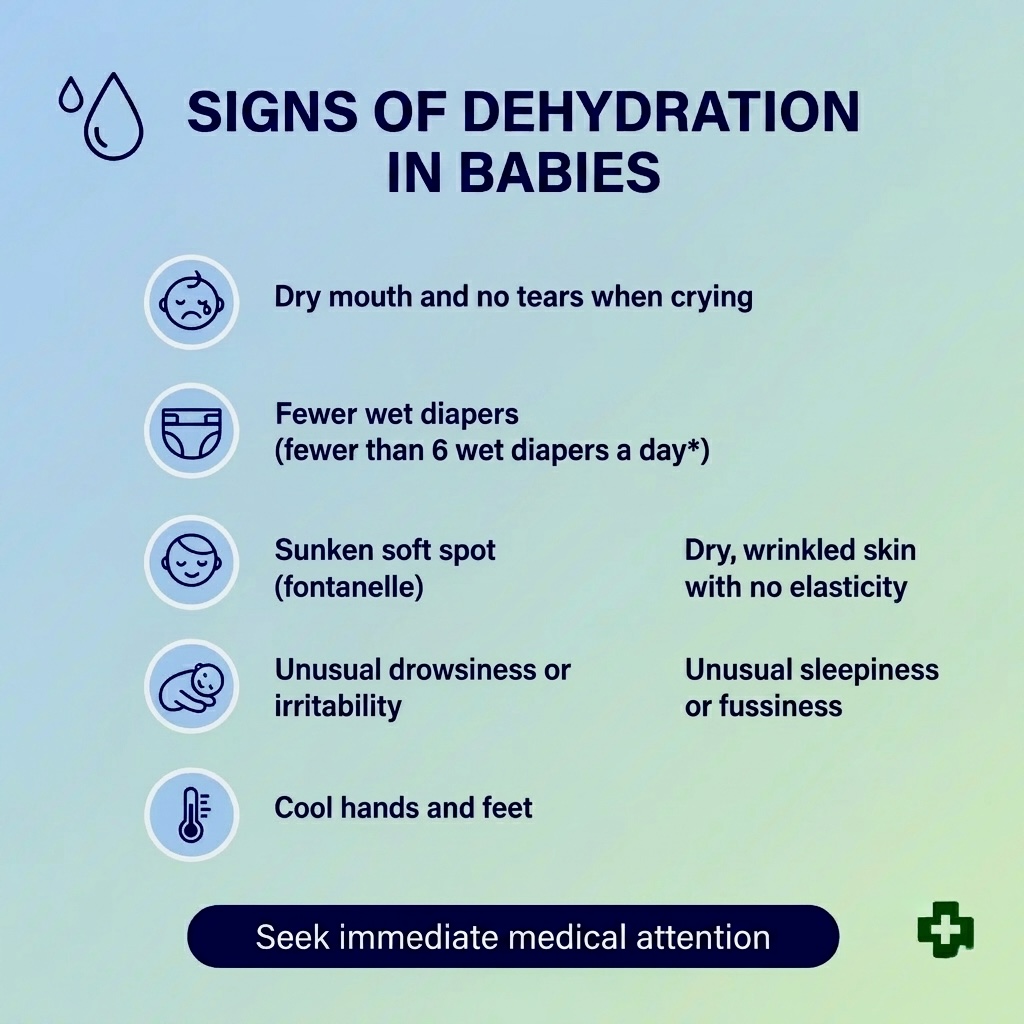 Baby digestive problems warning signs dehydration symptoms in infants