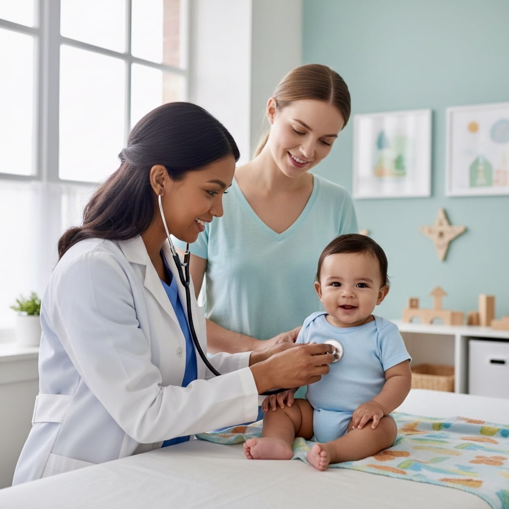 Baby digestive problems medical care pediatrician examining infant digestive health