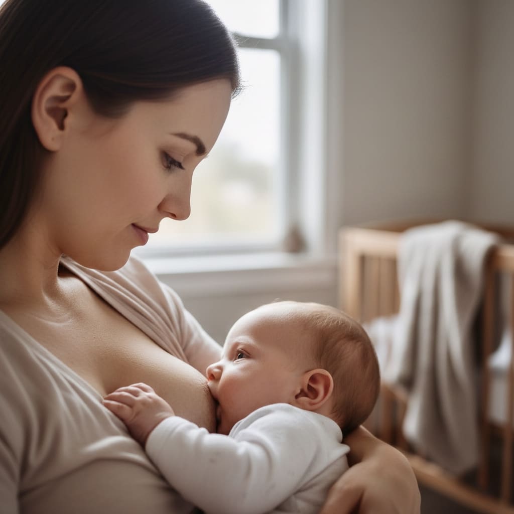 Close up of breastfeeding benefits showing mother baby bonding and breastfeeding nutrition baby receives