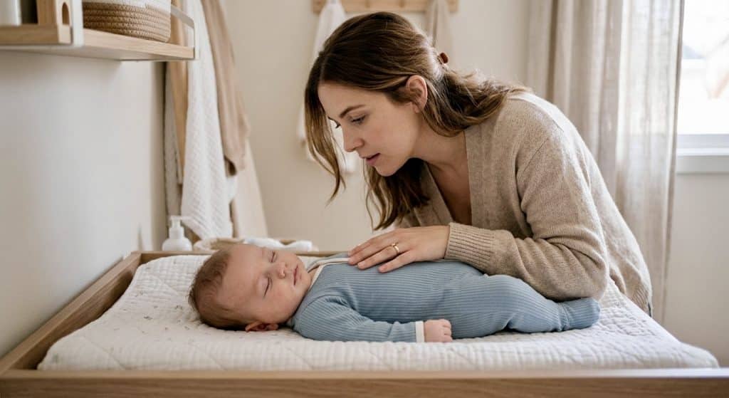 A mother checking RSV in Babies.