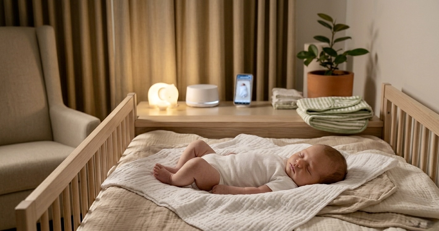 baby sleep techniques - newborn sleeping peacefully in safe nursery environment