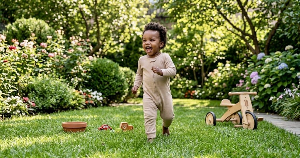 tantrum prevention strategies - toddler playing outdoors for emotional regulation
