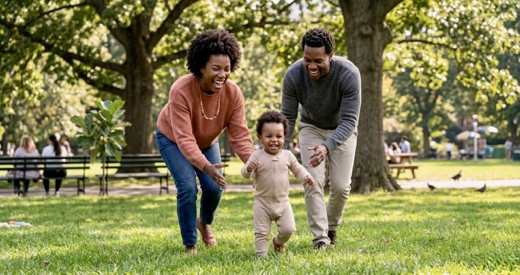 childhood diabetes prevention - active family walking outdoors to build insulin sensitivity
