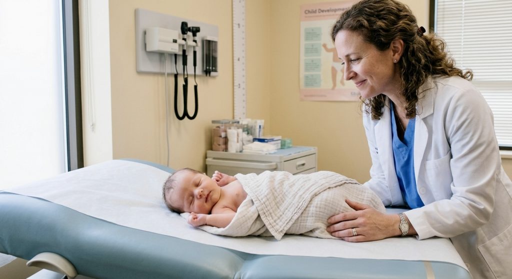 pediatric assessment of moro reflex in babies during newborn checkup