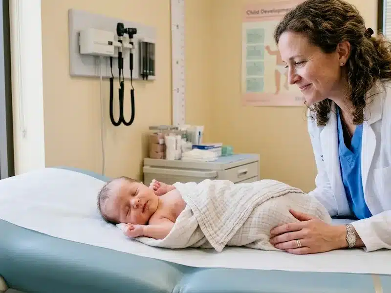 pediatric assessment of moro reflex in babies during newborn checkup