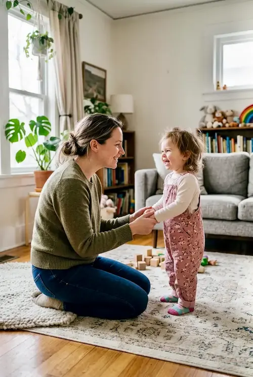 parent practicing positive discipline for toddlers at home
