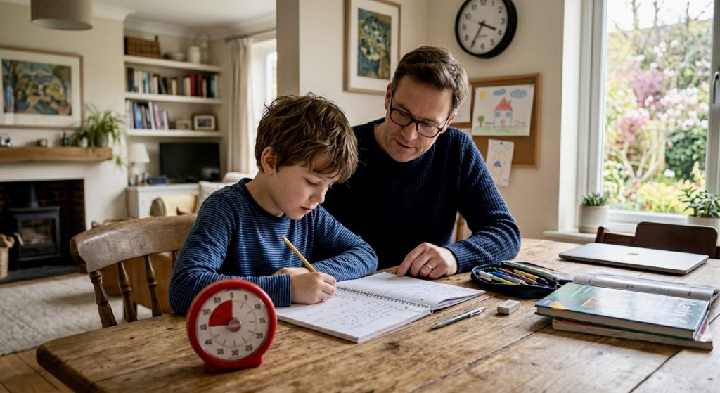 signs of ADHD in kids showing distracted child at school desk