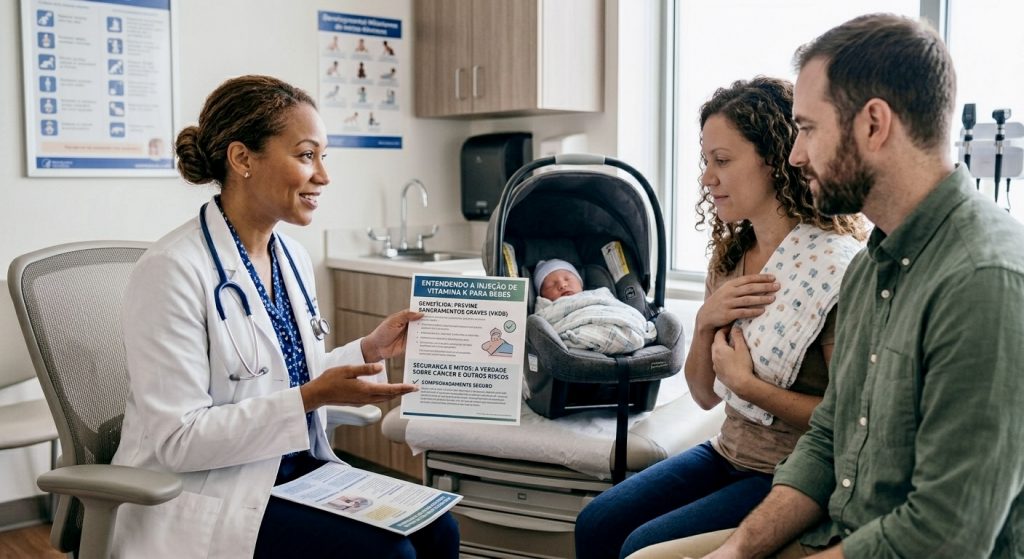 pediatrician explaining whether the vitamin K injection is safe for babies
Position: